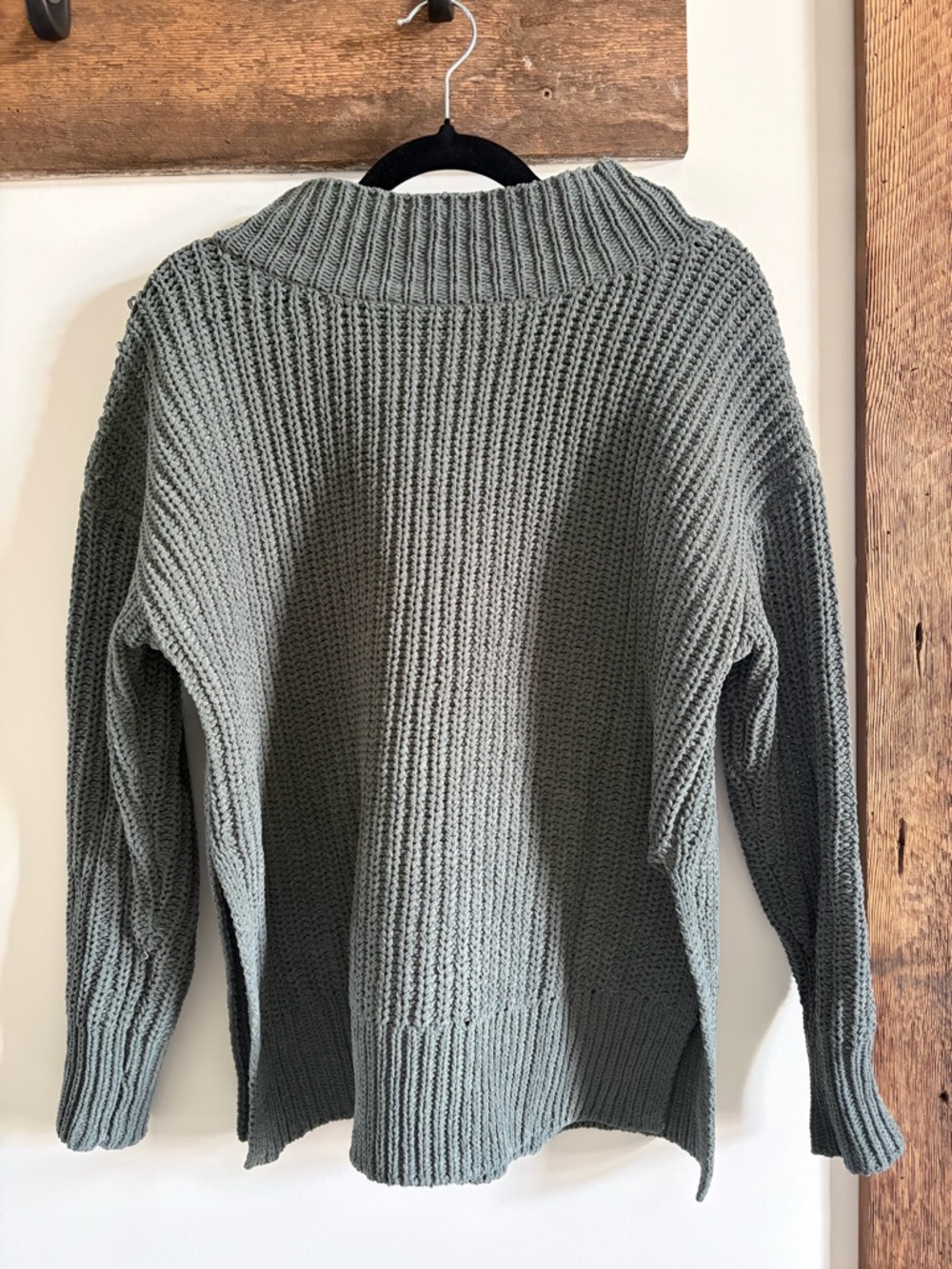 aerie Ribbed Mock-Neck Sweater in Sage